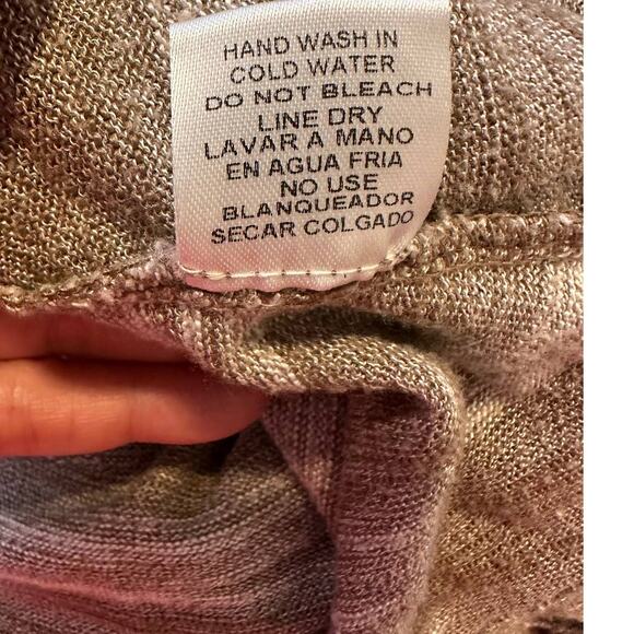 Entro light brown front crossed asymmetrical long sleeves v neck top size M - Picture 7 of 13